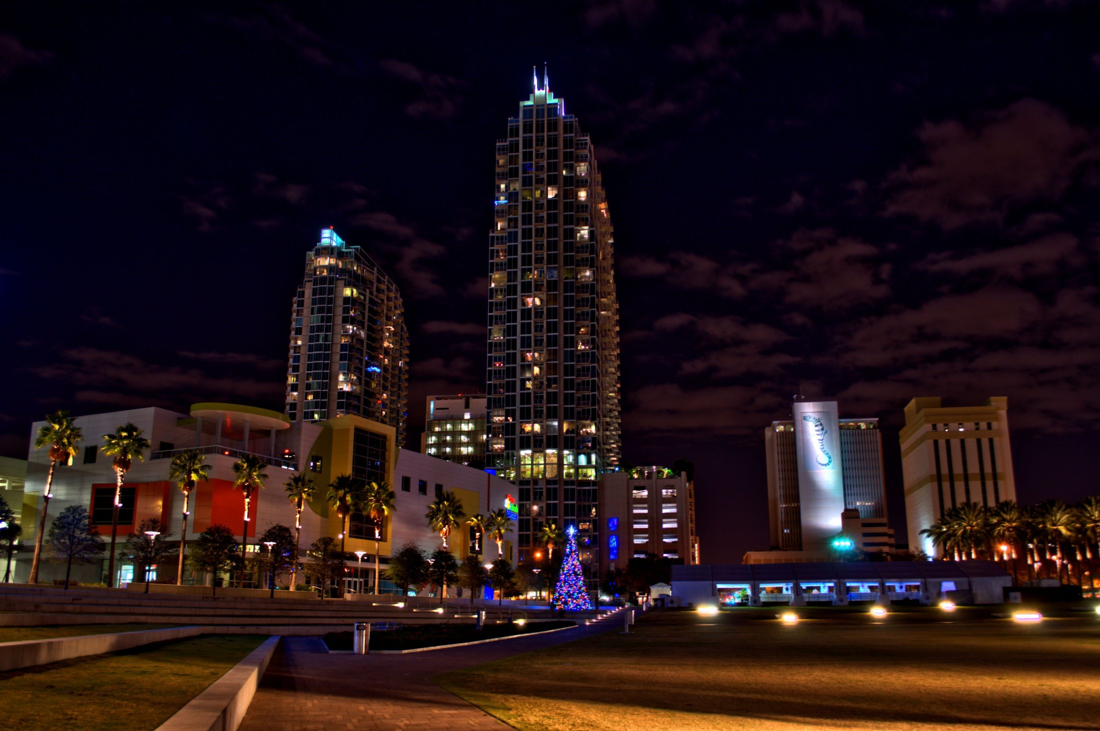 Curtis Hixon Waterfront Park at night